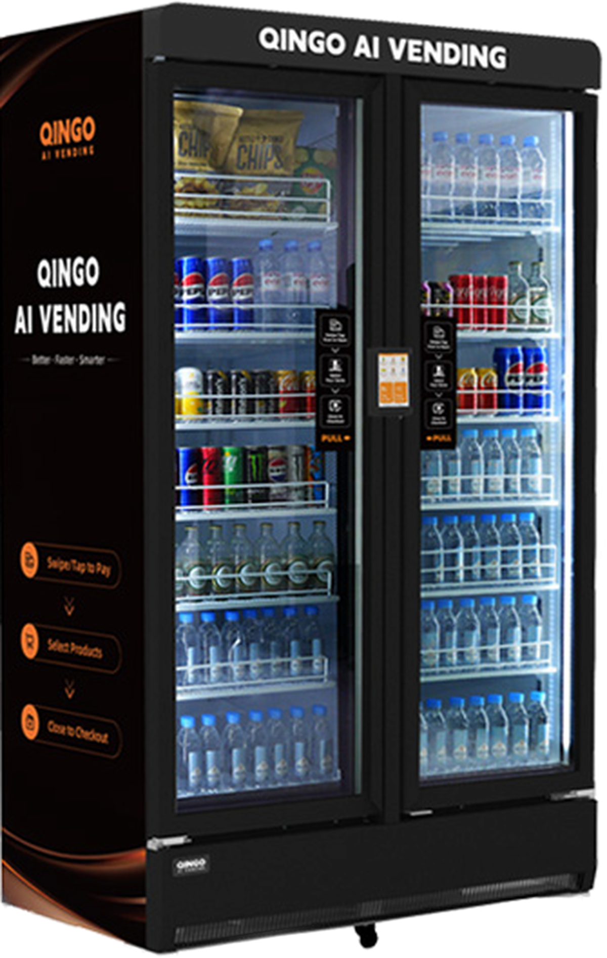 Qingo Pair 1208 AI smart vending machine - 672-bottle capacity high-volume unit